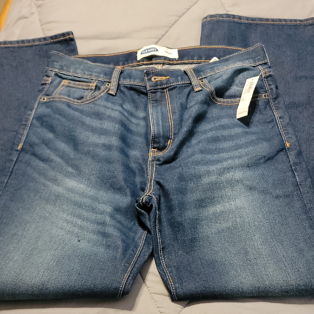 Old Navy Boy's Dark Blue Straight Jeans Size 14 HUSKY NWT